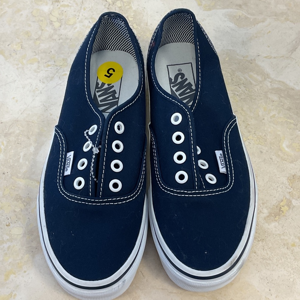 Vans Dark Blue Canvas Slip-Ons Men’s 5 Women’s 6.5